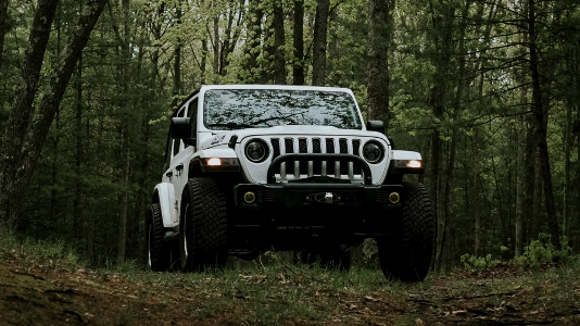 How to make a car off-road ready – A white off-road car surrounded by trees